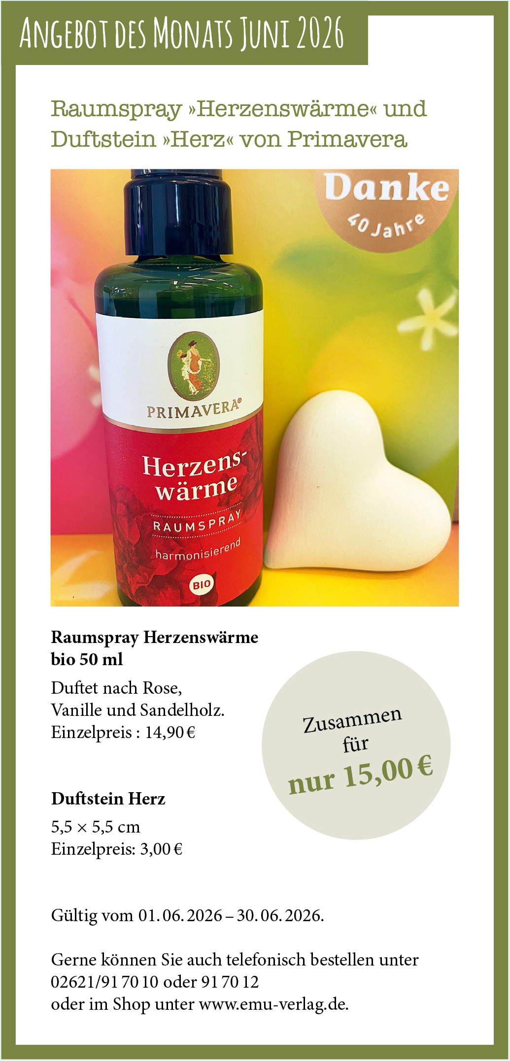 Angebot Juni 2026 Raumspray und Duftstein