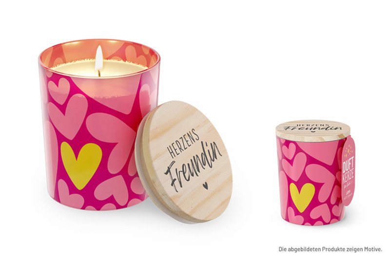 Duftkerze im Glas Motiv " Herzens Freundin "
